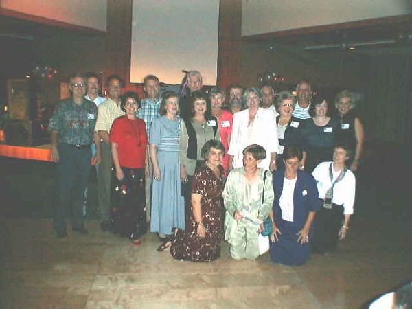 Wilson Jr High Alumni - Kneeling: Elaine Perett Hanner, Judy Gibbons Holland, Janet Gibbons, Pam Perry Hunt - 2nd row: Jill Krumme Burns, Jody Woods Lubbers, Susan Brownlee Schnaubert, Jane Minor McCoy, Ramona Shellhammer Woods, Susan Mahan Willis, Beth Gephart, Dana Buck - Back row: Byron Savage, John Dickerson, David Wolfe, Steve Bailey, David Zwart, ?, Rick Melling